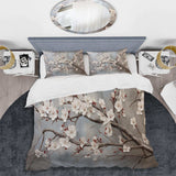 Minimalism Grey And Beige Cherry Blossom I - Duvet Cover Set