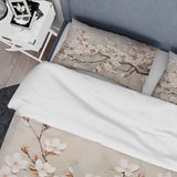 Minimalism White And Grey Cherry Blossom III - Duvet Cover Set