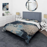 Under Water Blue And White Corals Collage - Duvet Cover Set