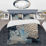 Under Water Blue And White Corals Collage - Duvet Cover Set