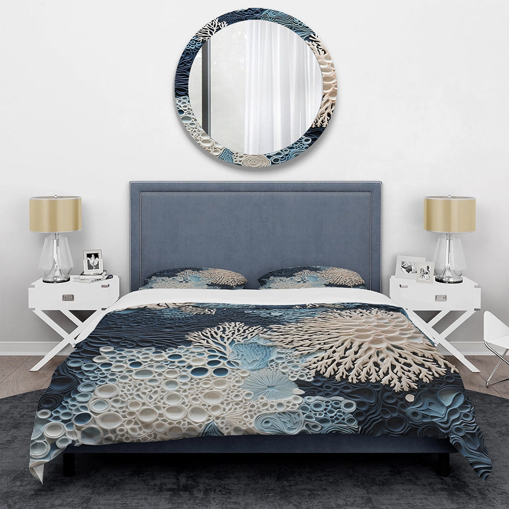 Under Water Blue And White Corals Collage - Duvet Cover Set