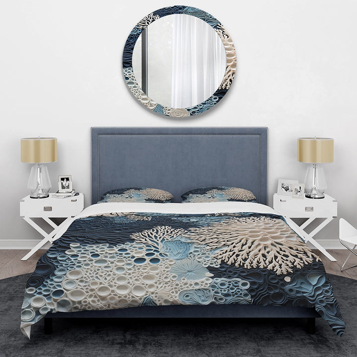 Under Water Blue And White Corals Collage - Duvet Cover Set