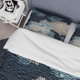 Under Water Blue And White Corals Collage - Duvet Cover Set