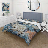 Under Water Blue And White Corals Collage I - Duvet Cover Set