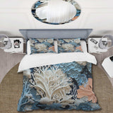 Under Water Blue And White Corals Collage I - Duvet Cover Set