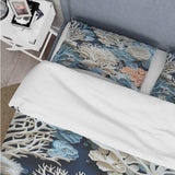 Under Water Blue And White Corals Collage I - Duvet Cover Set