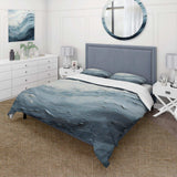 Minimalism Black And Blue Paint Wave II - Duvet Cover Set