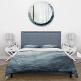 Minimalism Black And Blue Paint Wave II - Duvet Cover Set