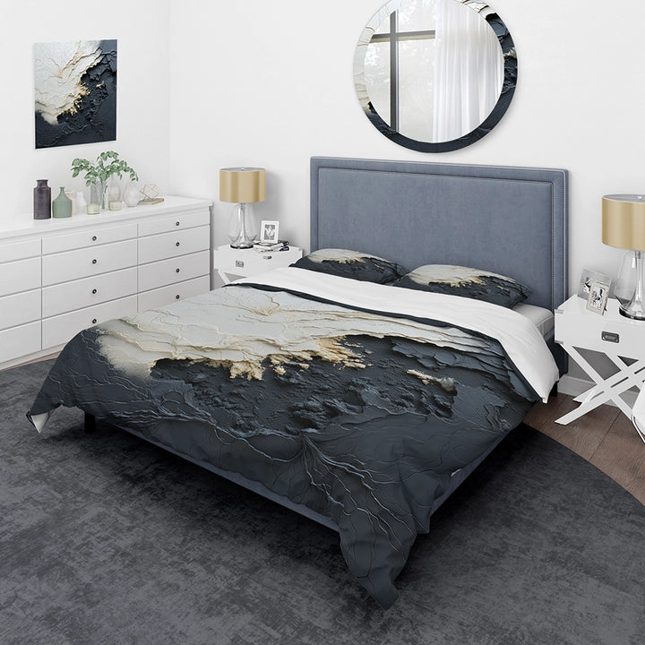 Minimalism Black And White Paint Wave III - Duvet Cover Set