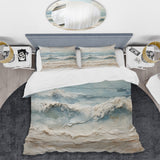 Beige And Blue Coastal Beach Paint - Duvet Cover Set