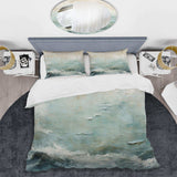 Modern Coastal Beige And Blue River I - Duvet Cover Set