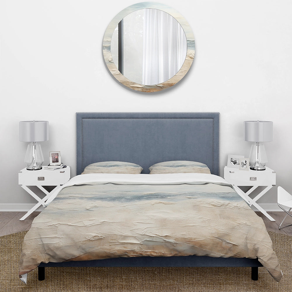 Modern Coastal Beige And Grey River - Duvet Cover Set