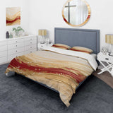 Gold And Red Soft Wave Fusion - Duvet Cover Set