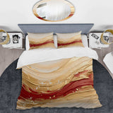 Gold And Red Soft Wave Fusion - Duvet Cover Set