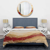 Gold And Red Soft Wave Fusion - Duvet Cover Set