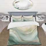 Gold And Green Soft Wave Fusion I - Duvet Cover Set