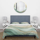 Gold And Green Soft Wave Fusion I - Duvet Cover Set