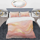 Gold And Pink Soft Wave Fusion II - Duvet Cover Set