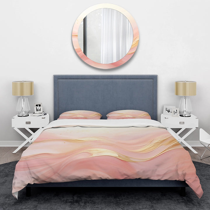 Gold And Pink Soft Wave Fusion II - Duvet Cover Set