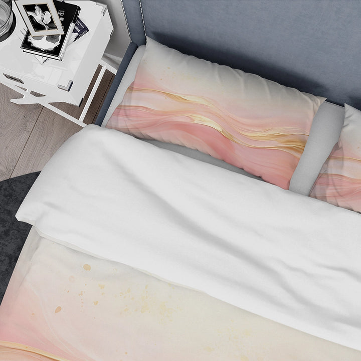Gold And Pink Soft Wave Fusion II - Duvet Cover Set