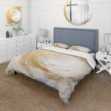 Gold And White Soft Wave Vortex I - Duvet Cover Set