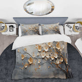 Japan Beige And Gold Tree Vision - Duvet Cover Set