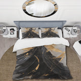 Gold And Black Dance Splash III - Duvet Cover Set