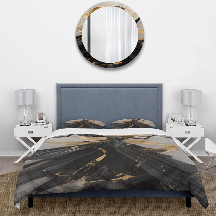 Gold And Black Dance Splash III - Duvet Cover Set