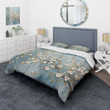 Peacefulness White Blue Dogwood - Duvet Cover Set