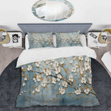 Peacefulness White Blue Dogwood - Duvet Cover Set