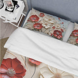 Red And White Crimson Flower S Embrace - Duvet Cover Set