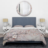 Pink And Grey Cherry Blossom Charm - Duvet Cover Set