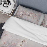 Pink And Grey Cherry Blossom Charm - Duvet Cover Set