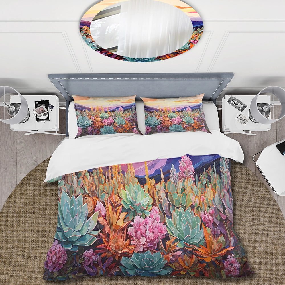 Colorful Succulent Desert Charm - Duvet Cover Set