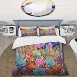 Colorful Succulent Desert Charm - Duvet Cover Set