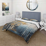 Minimalism Blue And Gold Forest - Duvet Cover Set