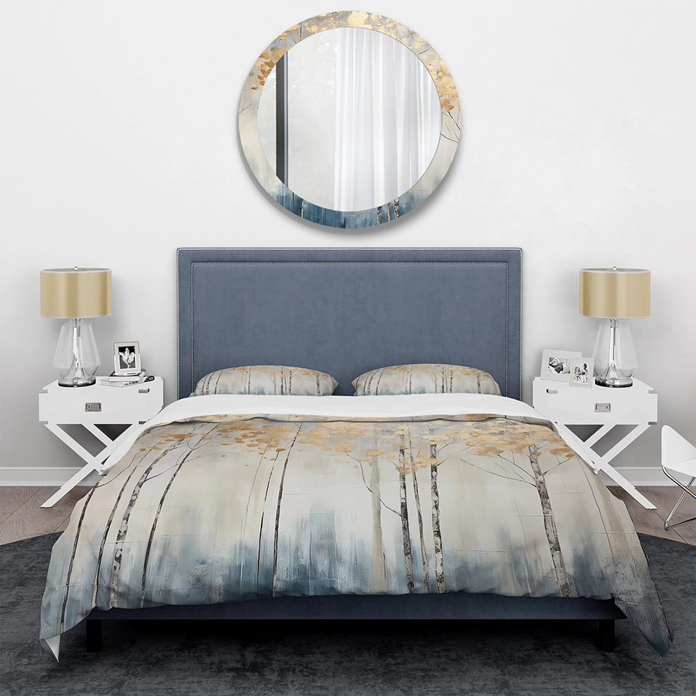 Minimalism Blue And Gold Forest II - Duvet Cover Set