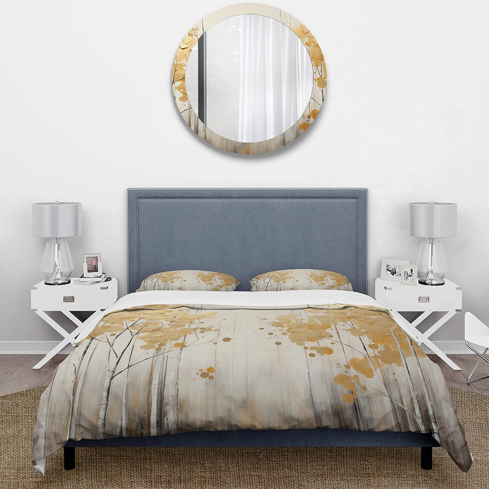 Minimalism White And Gold Forest I - Duvet Cover Set
