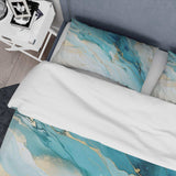 Teal And Gold Glacier Charm Liquid Art - Duvet Cover Set