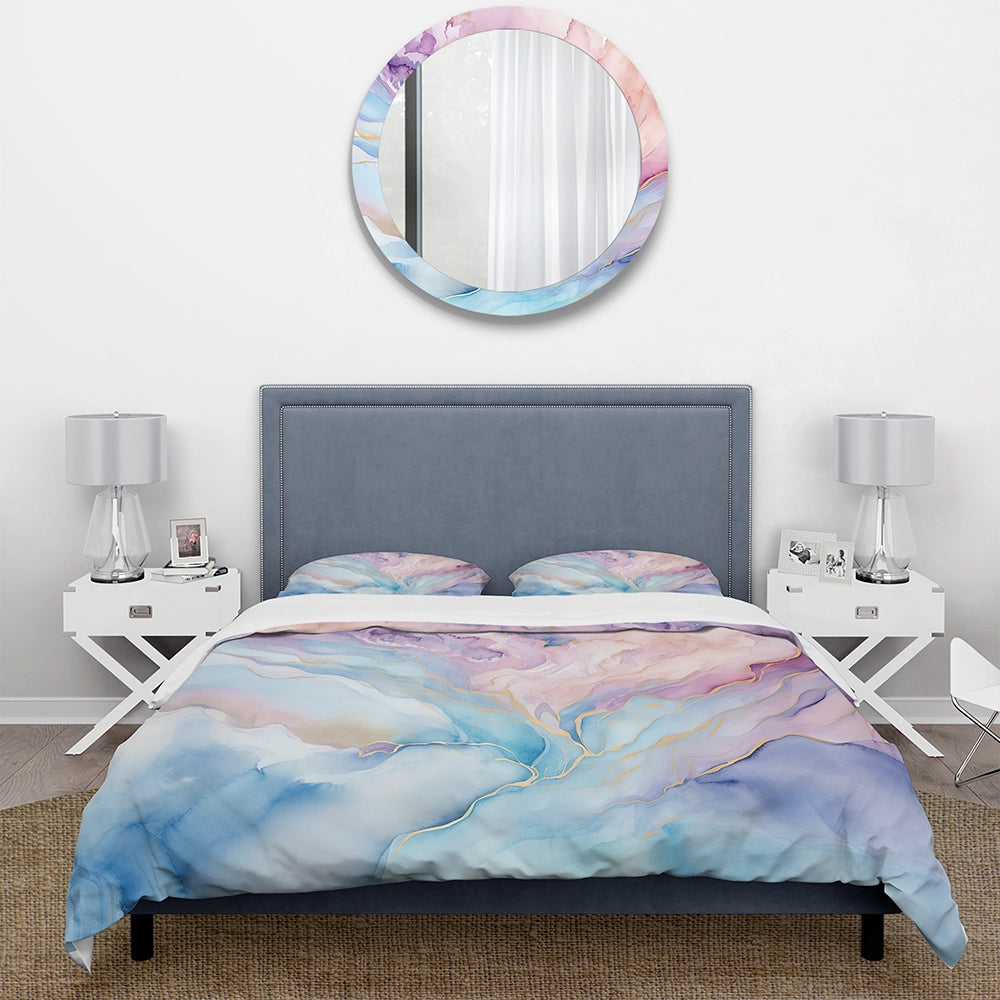 Pink And Blue Glacier Sunrise - Duvet Cover Set