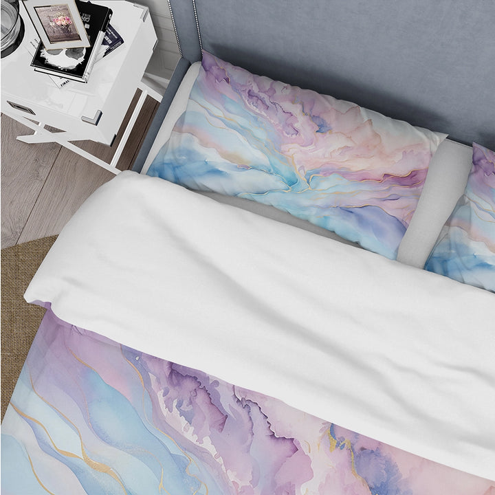 Pink And Blue Glacier Sunrise - Duvet Cover Set