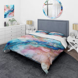 Pink And Blue Glacier Sunrise I - Duvet Cover Set