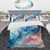 Pink And Blue Glacier Sunrise I - Duvet Cover Set
