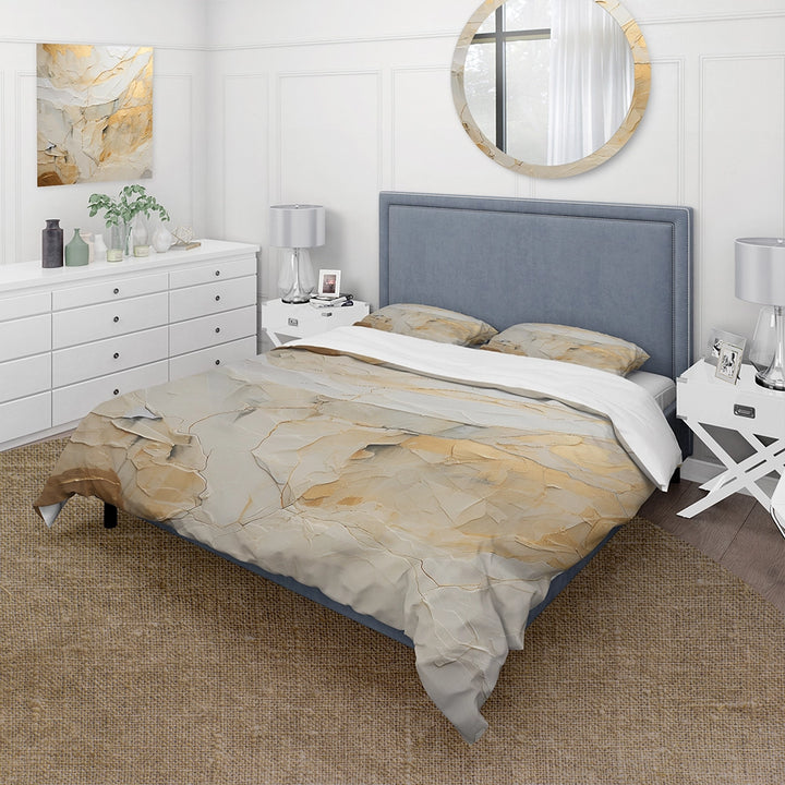 Beige And Gold Glacier Stone Simplicity II - Duvet Cover Set