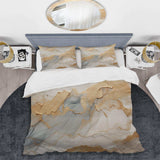 Beige And Gold Glacier Stone Art III - Duvet Cover Set