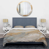 Beige And Gold Glacier Stone Art III - Duvet Cover Set