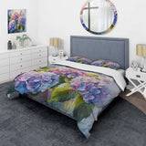 Pink And Purple Hydrangea Sunset - Duvet Cover Set