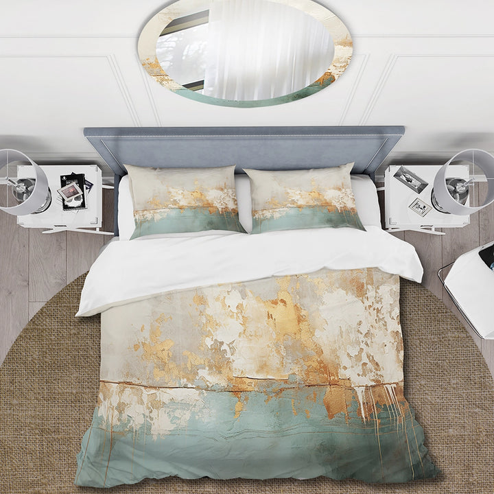 Minimalism Gold And Teal Horizon I - Duvet Cover Set