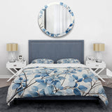 Blue And Grey Leave Bloom - Duvet Cover Set