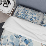 Blue And Grey Leave Bloom - Duvet Cover Set